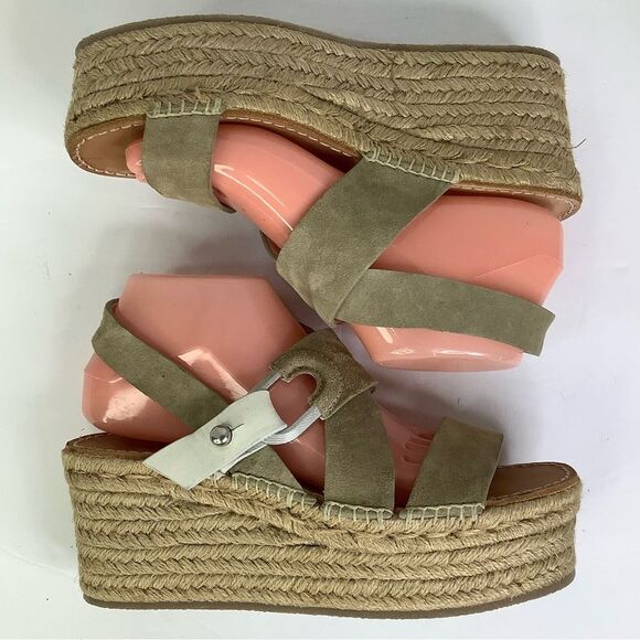 RAG & BONE August Espadrille Brown Suede Leather Wedge Sandals Sz 38.5/US 8.5 - Picture 4 of 12